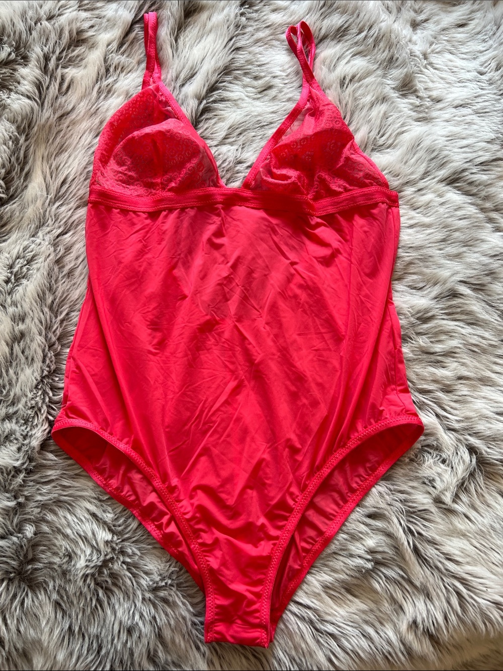 Hot Pink Lace-Trim Bodysuit NWOT